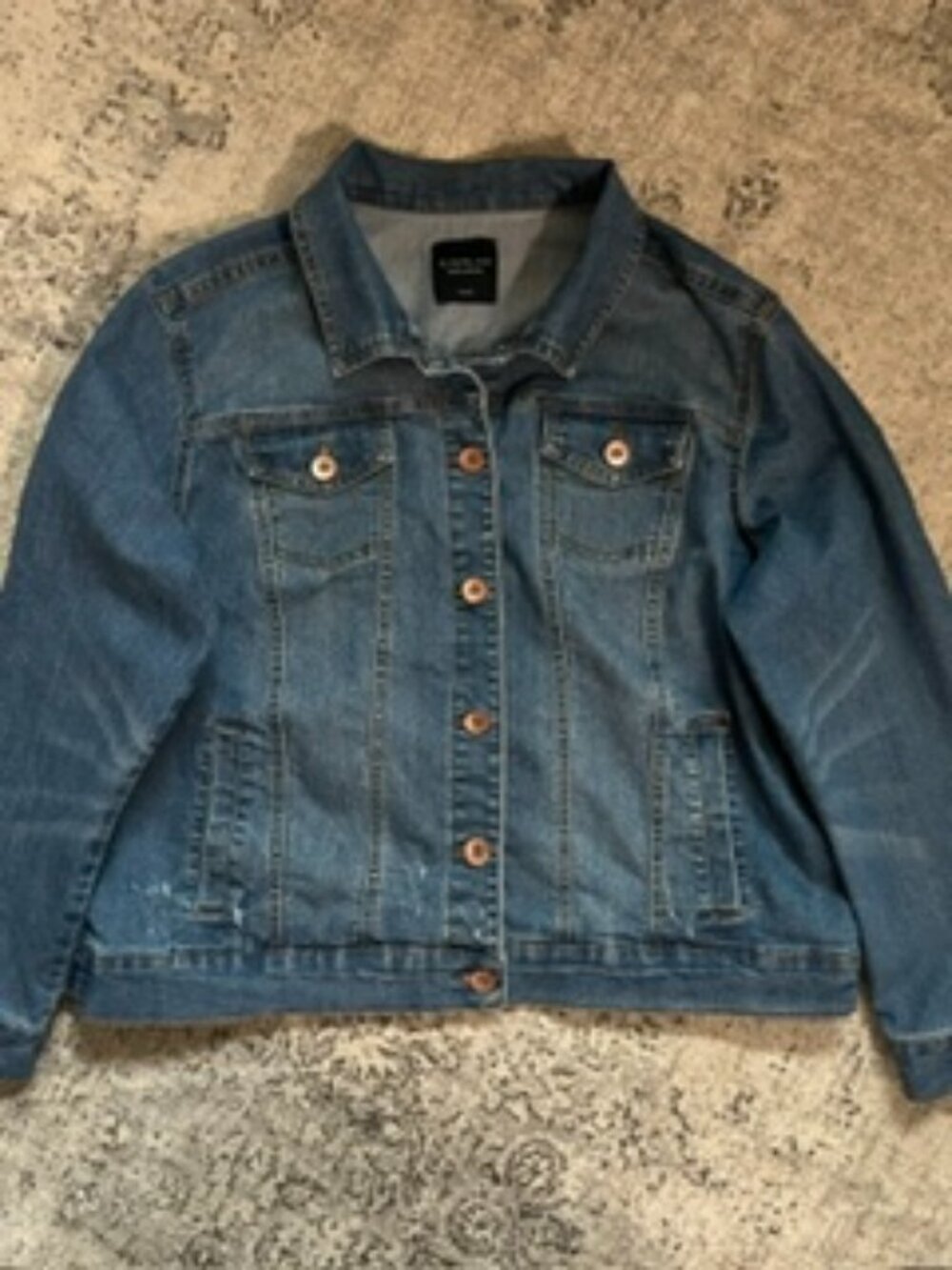 🧡3/$15 CAVALINI Denim Collection Distressed Denim Jacket Women's 1X
